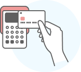 ギフトカードをレジで決済する様子のイラスト