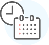 予約日時を示す時計とカレンダーのイラスト